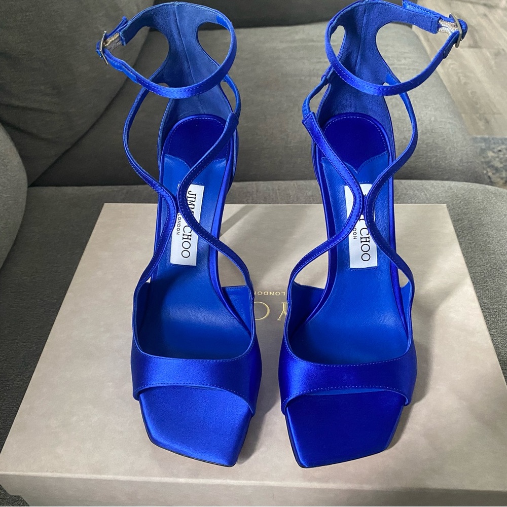 Jimmy Choo heels, Satin, size 38, Ultraviolet color, brand new.